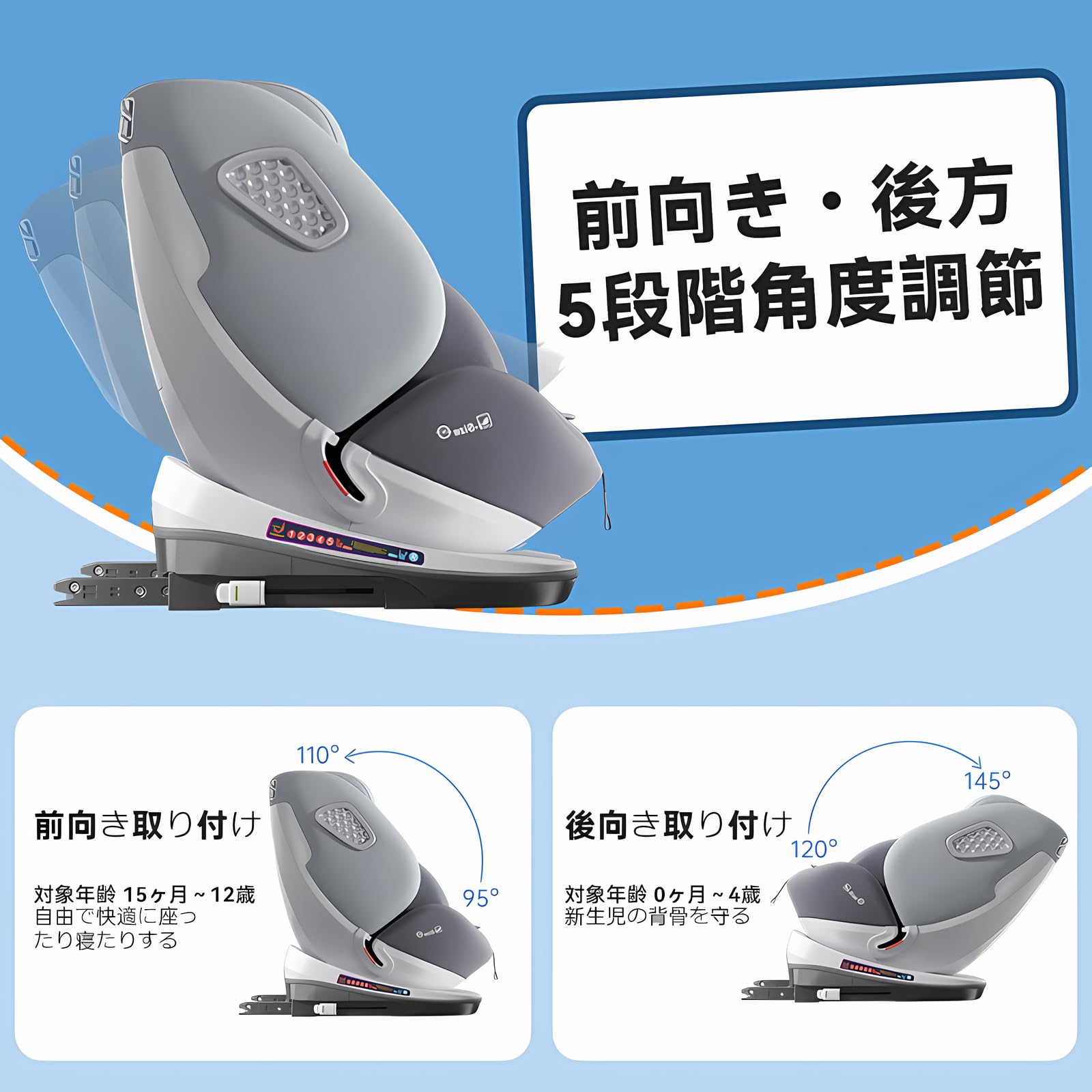 heekin チャイルドシート 360°回転式 ISOFIX トップテザー 固定 ECE